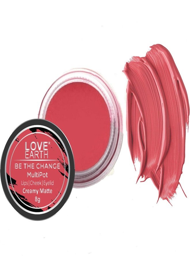 Love Earth Lip Tint & Cheek Tint Multipot-Be The Change With Richness Of Jojoba Oil And Vitamin E For Lips, Eyelids & Cheeks, Matte Finish - Rose Pink - Image 1