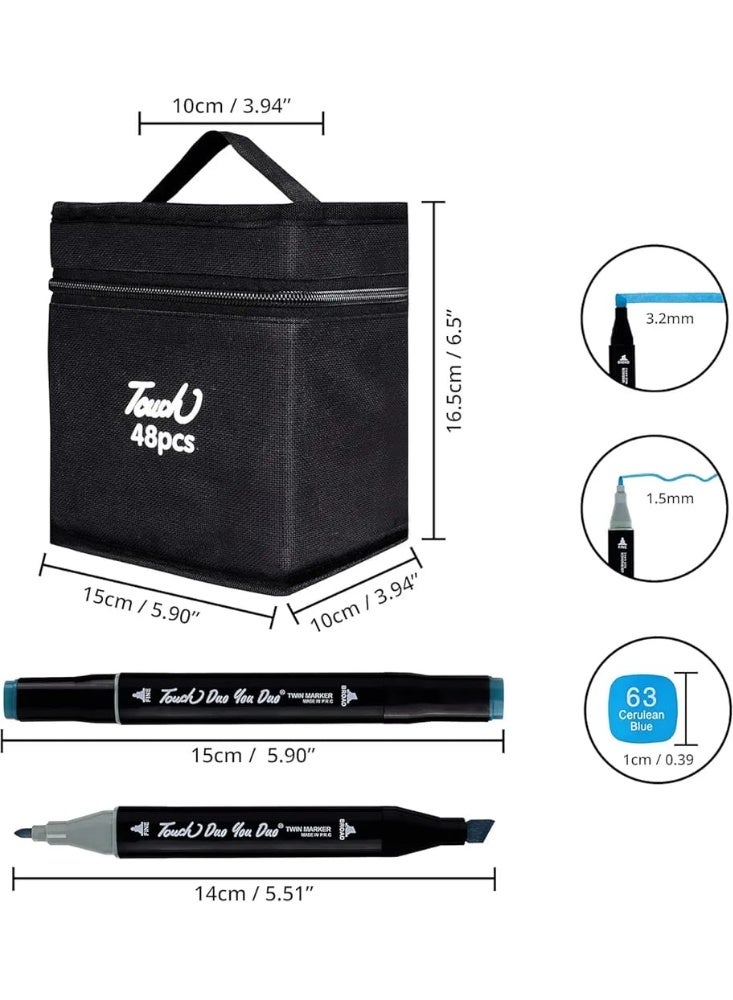 Dual-Tip Alcohol Marker Set – 48 Colors - Image 2