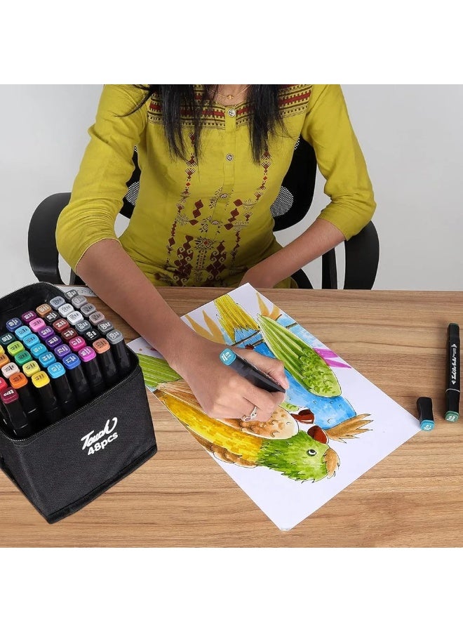 Dual-Tip Alcohol Marker Set – 48 Colors - Image 4