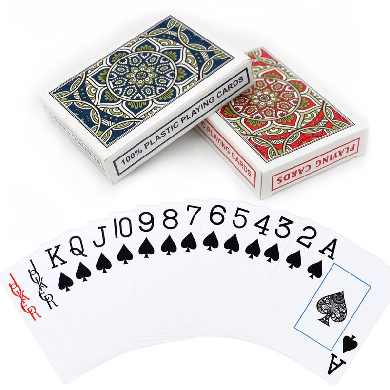 Metsyth Plastic Playing Cards 2 Pack Waterproof Poker Cards,Jumbo Large Print Playing Cards for Adults Seniors,2 Decks of Cards Set Poker Size Cards Professional, for Fun Card Game - Image 1