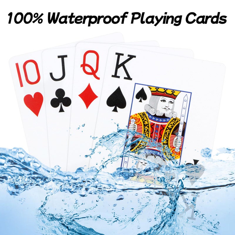Metsyth Plastic Playing Cards 2 Pack Waterproof Poker Cards,Jumbo Large Print Playing Cards for Adults Seniors,2 Decks of Cards Set Poker Size Cards Professional, for Fun Card Game - Image 4