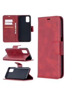HuHa Case Cover For Oppo A72 / A52 / A92 Retro Lambskin Texture Pure Color Horizontal Flip PU Leather Case with Holder & Card Slots & Wallet & Lanyard Red 