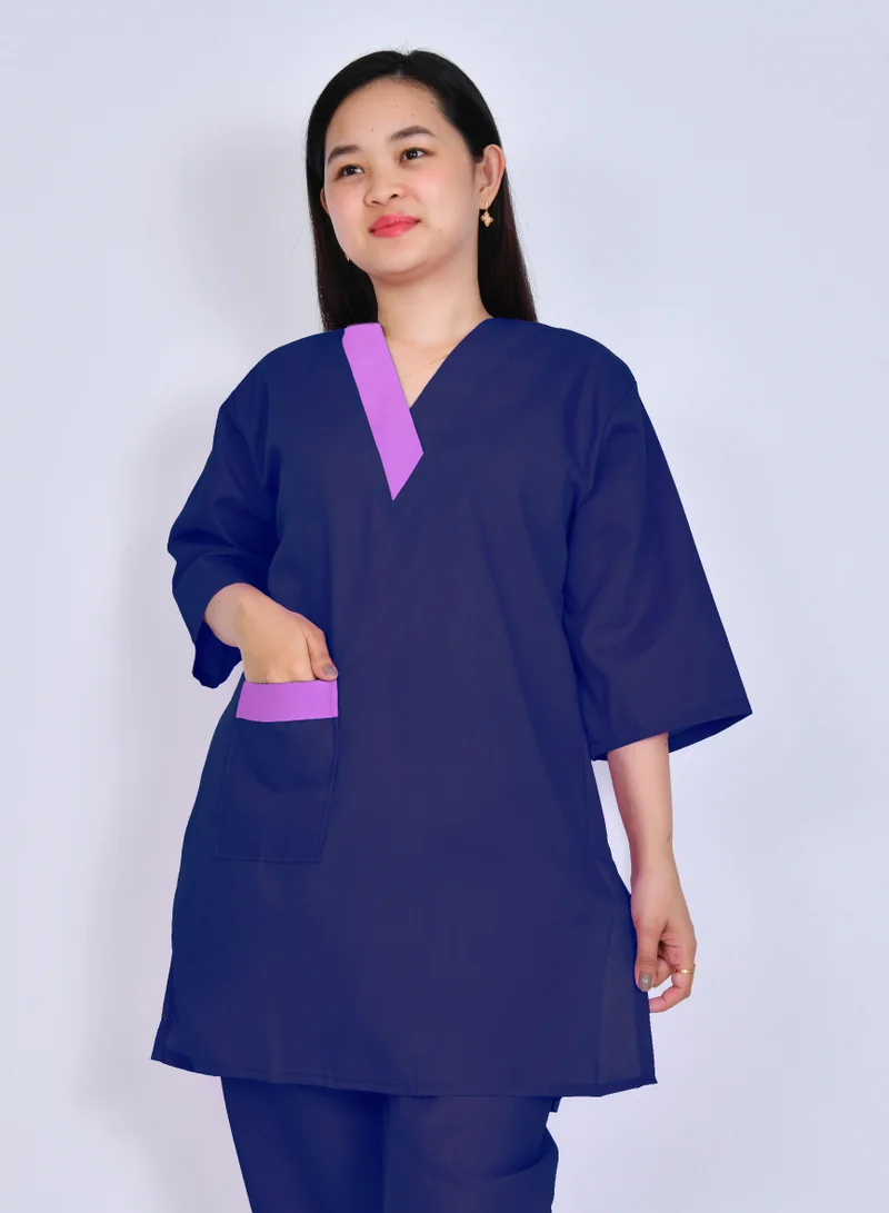 HAWRAA ABAYA 2-piece domestic worker uniform - (Navy Blue x Purple)