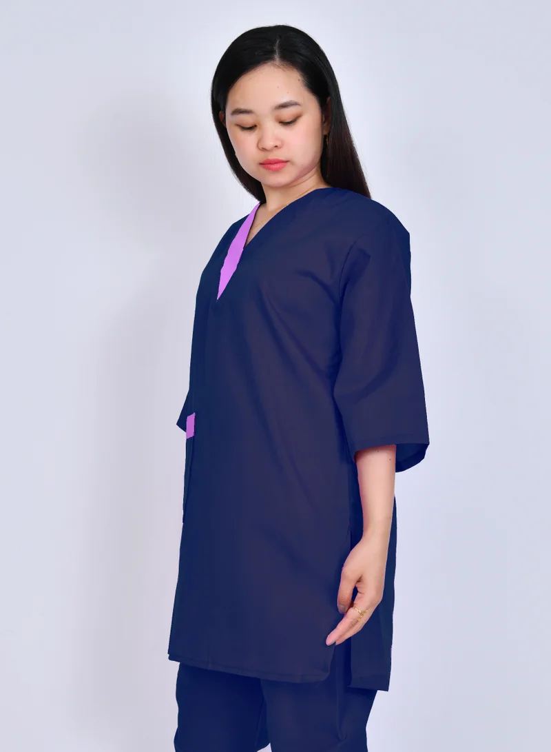 HAWRAA ABAYA 2-piece domestic worker uniform - (Navy Blue x Purple)