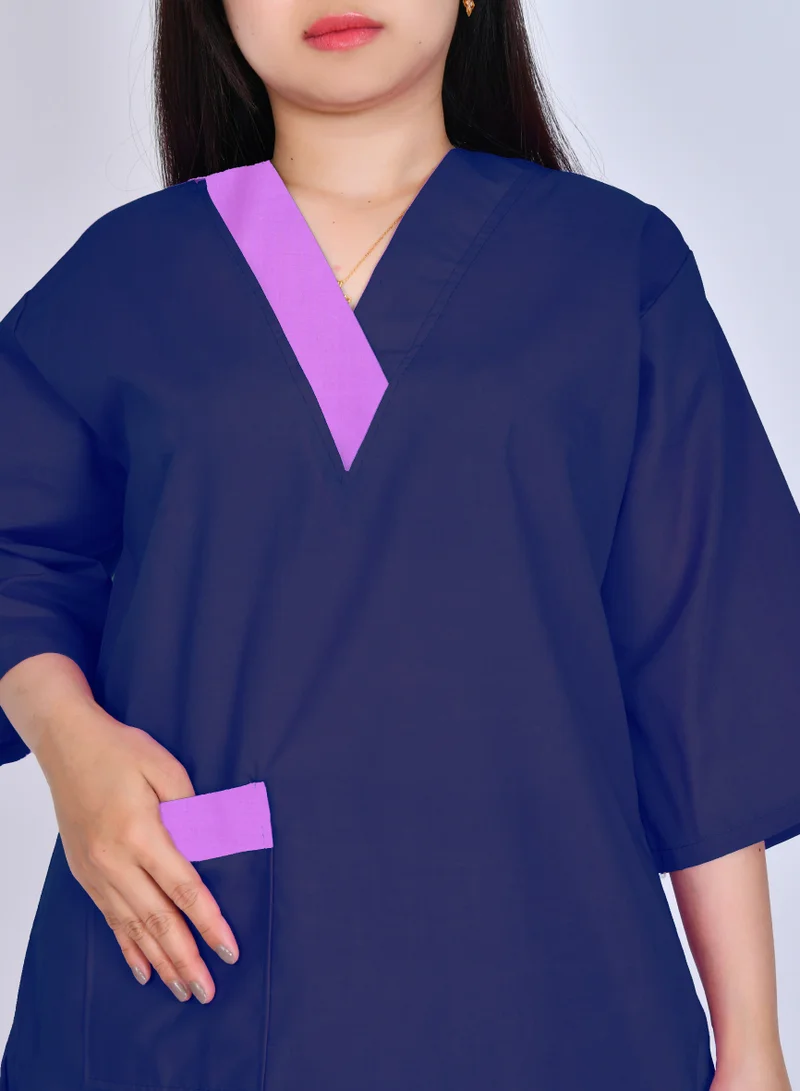 HAWRAA ABAYA 2-piece domestic worker uniform - (Navy Blue x Purple)