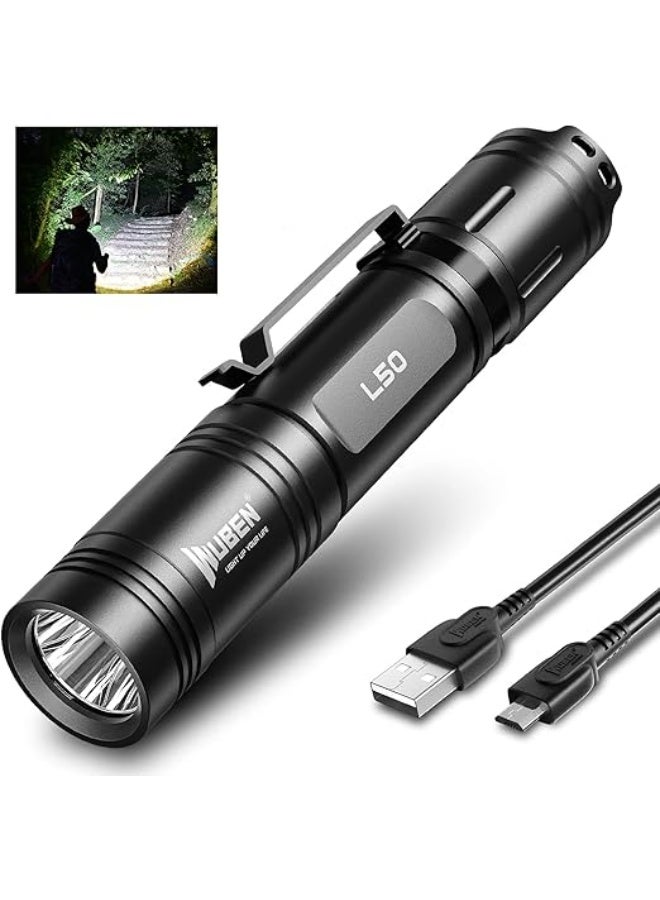 WUBEN Rechargeable L50 LED Flashlight, Powerful Tactical Torch with 1200 Lumens Brightness and 5 Lighting Modes, Perfect for Search, Camping, and Emergency – Portable Super Bright Flashlight - Image 1