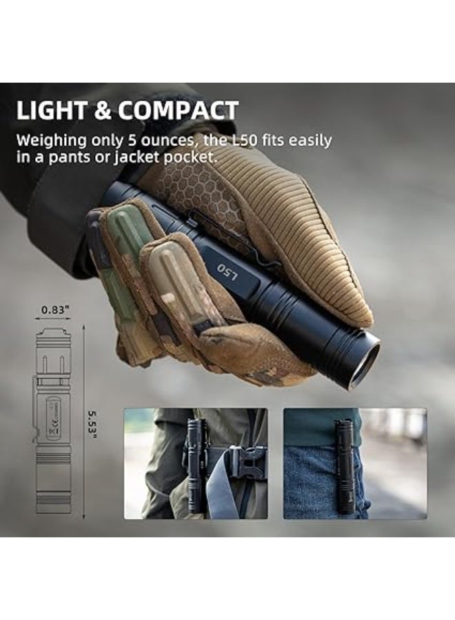 WUBEN Rechargeable L50 LED Flashlight, Powerful Tactical Torch with 1200 Lumens Brightness and 5 Lighting Modes, Perfect for Search, Camping, and Emergency – Portable Super Bright Flashlight - Image 3