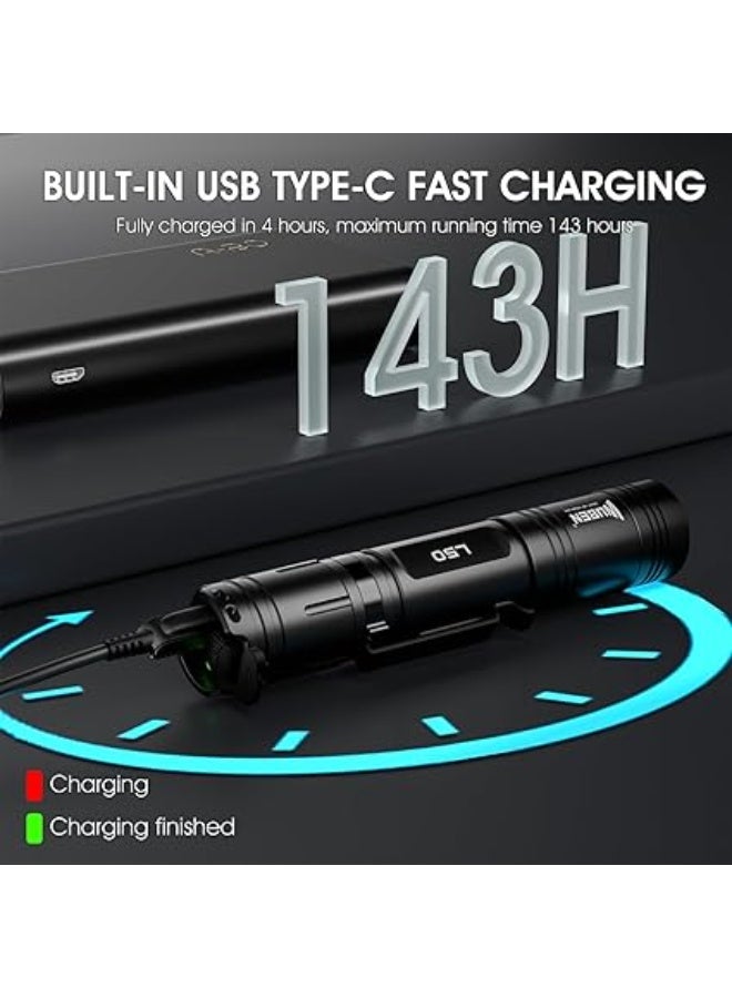 WUBEN Rechargeable L50 LED Flashlight, Powerful Tactical Torch with 1200 Lumens Brightness and 5 Lighting Modes, Perfect for Search, Camping, and Emergency – Portable Super Bright Flashlight - Image 4