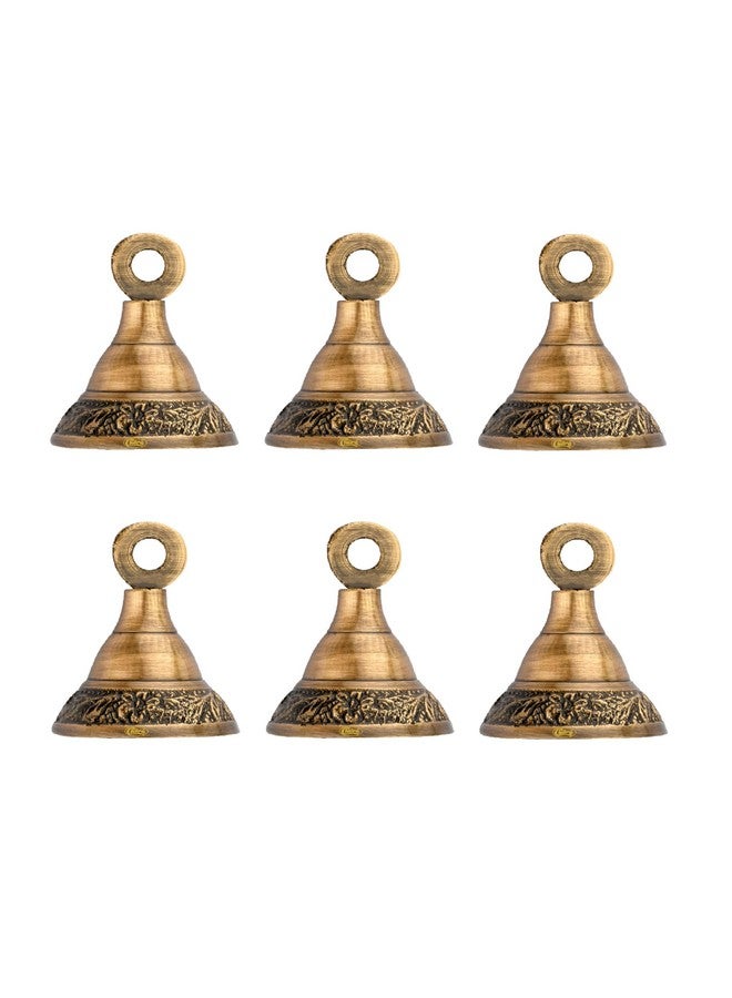 Chitra Brass Designer BDB-01 Decorative Bell for Pooja Rooms,Halls,Mandir (Antique Brass Finish, 38mm) Pack of 6 - Image 1