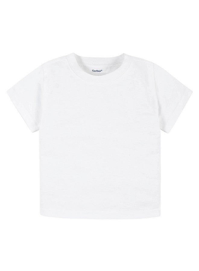 Gerber Gerber Baby Toddler 5-Pack Solid Short Sleeve T-Shirts Jersey 160 GSM, White, 3T  - Image 2