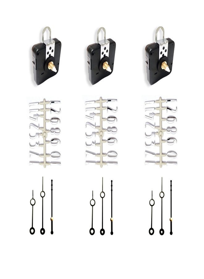 Epoxy Fusion Wall Clock Silent and Sweep Movement with Metal Hands and Numbers, 18mm Clock Movement with Numbers and Hands, Wall Clock Silent Mechanism Set (Set of 3) (Angel) - Image 1