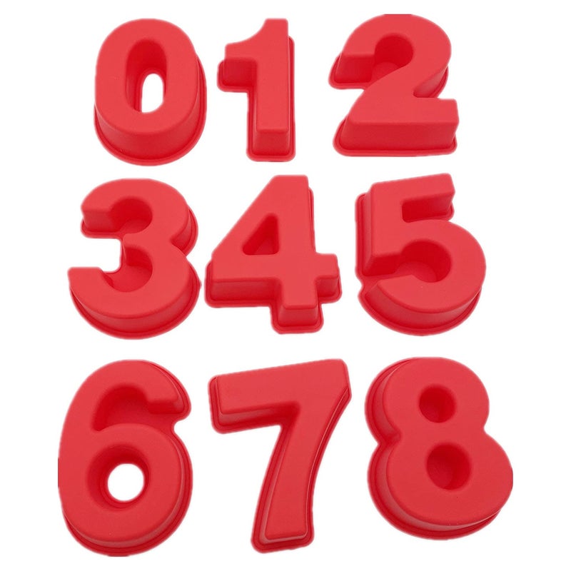 Small 9 pieces Silicone Number Cake Molds Jelly Chocolate Moulds Candy Muffin Tray 4 inch