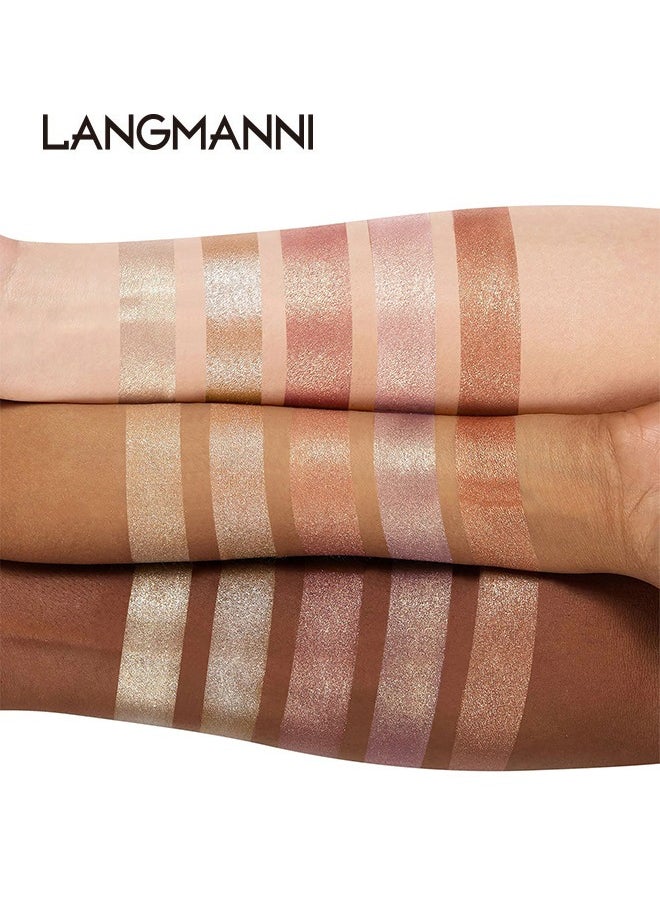 LANGMANNI Highlighter Powder Palette, Makeup Palette Facial Bronzers Illuminator Palette Highlighter Baked Waterproof Long Lasting Brilliant Lighten Skin Color Face (Highlighter Powder)  - Image 3
