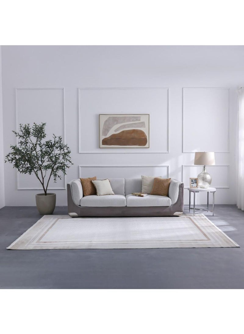 DANUBE HOME Pearl Artsilk Rug  Polyester Area Rug Floor Covering L180xW120cm-Cream & Bronze  - Image 5