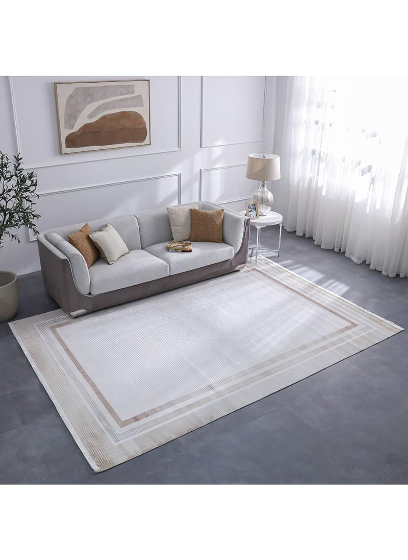DANUBE HOME Pearl Artsilk Rug  Polyester Area Rug Floor Covering L180xW120cm-Cream & Bronze  - Image 4