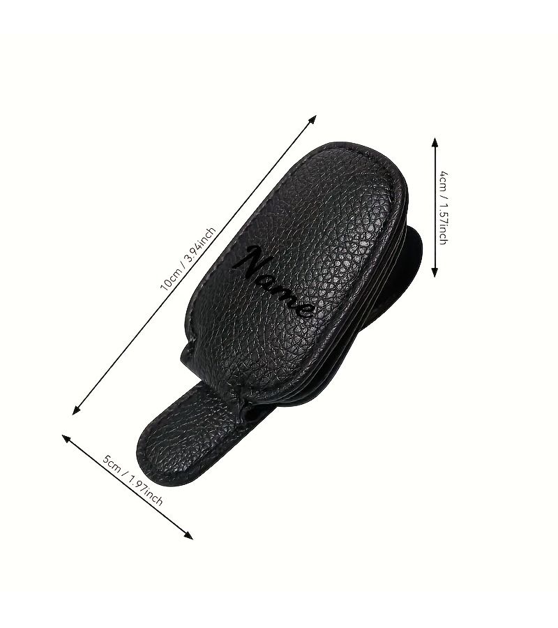 Black Custom Name Magnetic Car Sun Visor Glasses Holder Clip - Image 3
