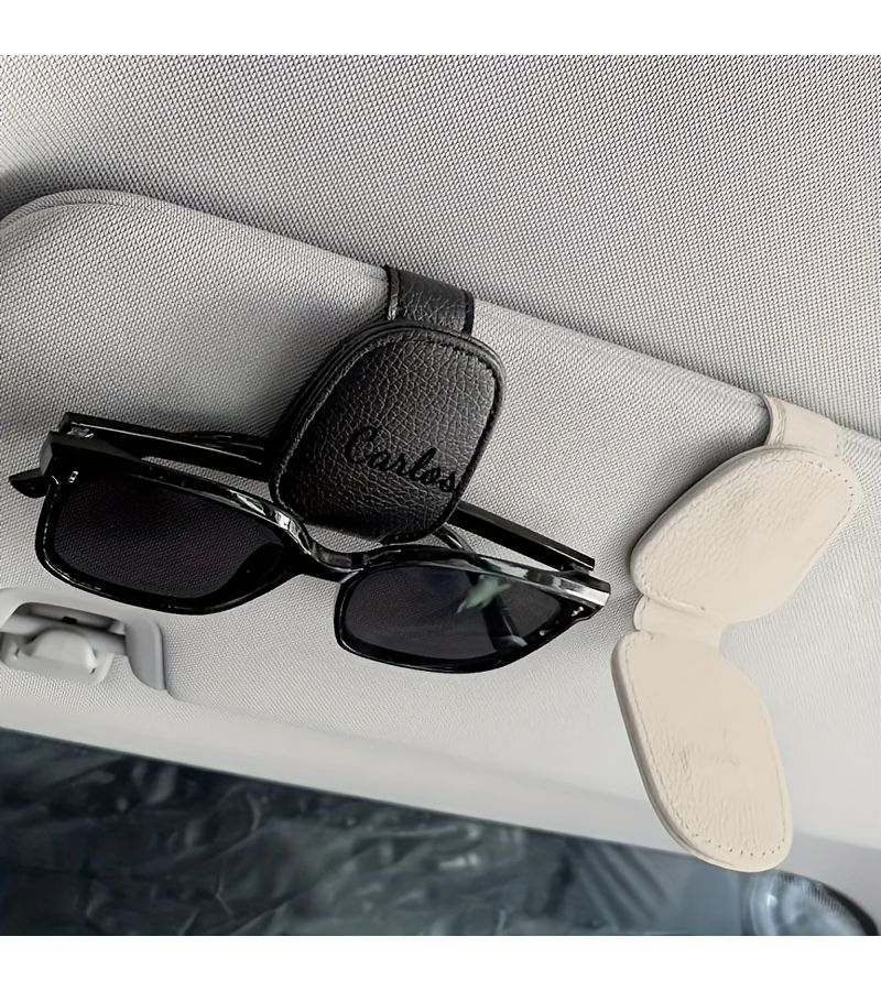 Black Custom Name Magnetic Car Sun Visor Glasses Holder Clip - Image 2