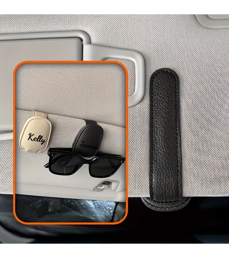 Black Custom Name Magnetic Car Sun Visor Glasses Holder Clip - Image 4