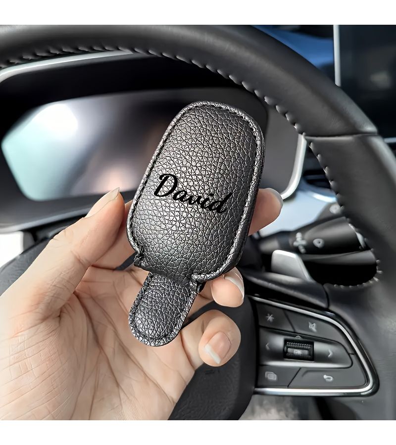 Black Custom Name Magnetic Car Sun Visor Glasses Holder Clip - Image 5