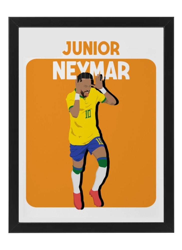 Boomah Accessories - Set of 4, Messi Ronaldo Neymar Mbappe ( Argentina Portugal Brazil France ) Football Gift Illustration Art Poster with Frame 50x40cm - Image 1