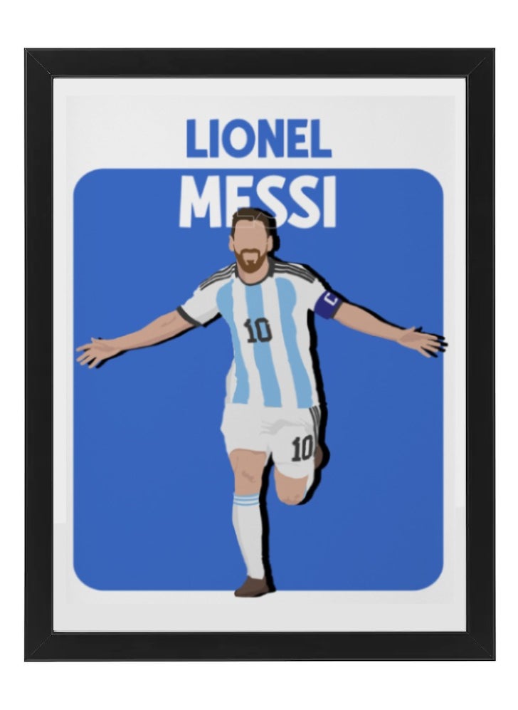 Boomah Accessories - Set of 4, Messi Ronaldo Neymar Mbappe ( Argentina Portugal Brazil France ) Football Gift Illustration Art Poster with Frame 50x40cm - Image 1