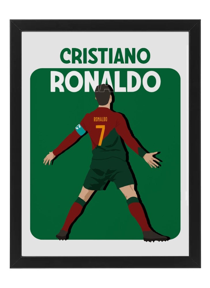Boomah Accessories - Set of 4, Messi Ronaldo Neymar Mbappe ( Argentina Portugal Brazil France ) Football Gift Illustration Art Poster with Frame 50x40cm - Image 1