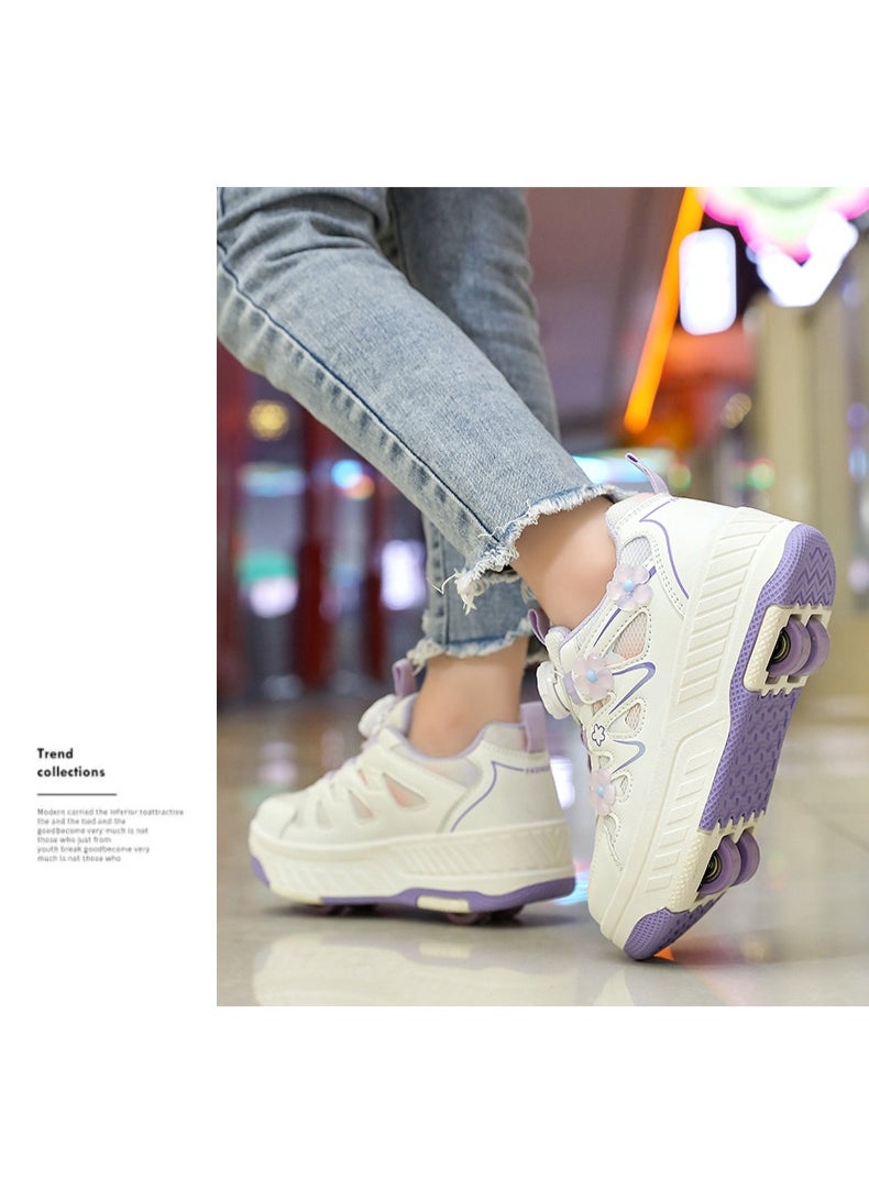 NIBEMINENT Kids Roller Skates Shoes 4 Wheels Roller Shoes Boys Girls Wheel Shoes Roller Sneakers Shoes for Beginner More Balanced  - Image 3