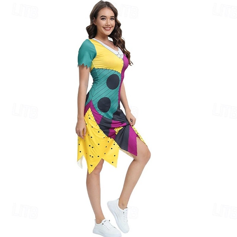 Y&D The Nightmare Before Christmas Sally Jack Skellington Dress Cosplay for Women's Adults' Christmas Carnival Masquerade Party / Evening - Image 3
