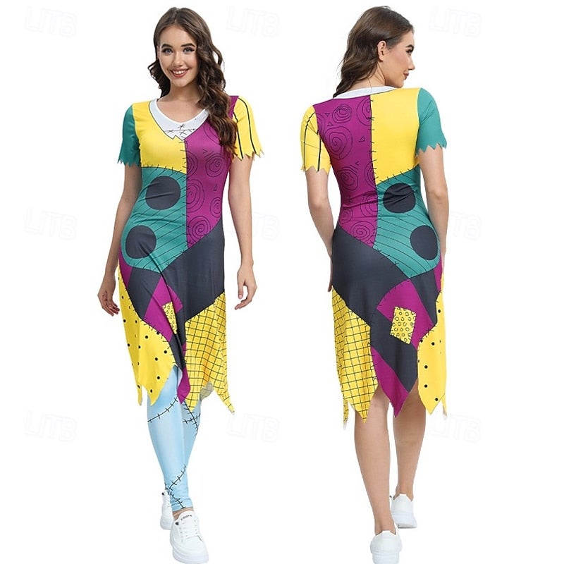Y&D The Nightmare Before Christmas Sally Jack Skellington Dress Cosplay for Women's Adults' Christmas Carnival Masquerade Party / Evening - Image 1