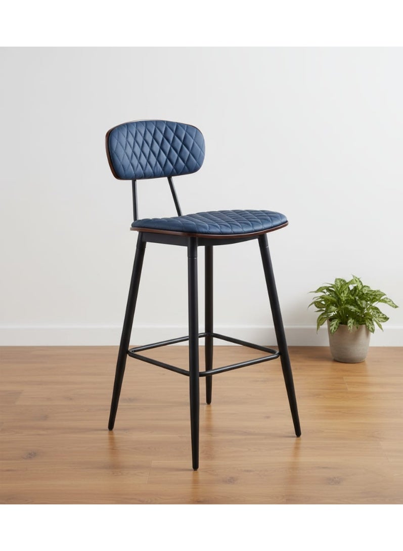 متجر ان زون كرسي بار  جلد كرسي بار بتصميم  عصري بمقعد مبطّن فاخر مع هيكل معدني وخلفية خشبية - Image 1