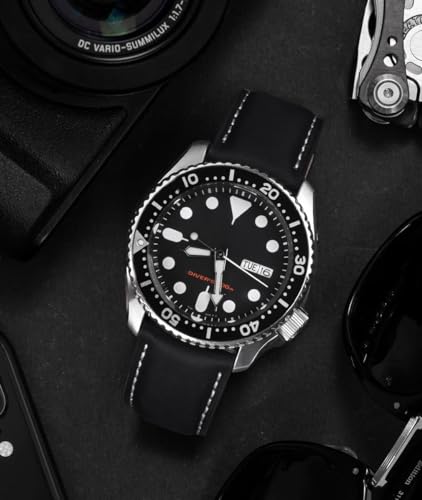 Ritche Quick Release Leather Watch Band 18mm 19mm 20mm 21mm 22mm 23mm 24mm Leather Watch Strap Black White Black 20mm Vintage - Image 3