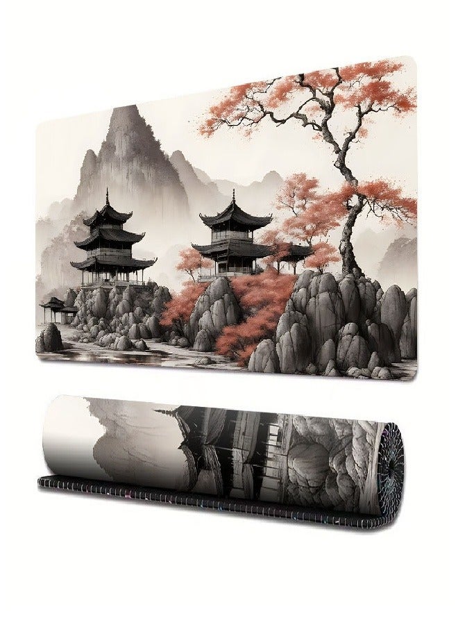 وسادة ماوس كبيرة ممتدة كبيرة، 100 سم × 50 سم × 0.3 سم × 0.3 سم، وسادة ماوس ألعاب كبيرة الحجم، لوحة ماوس لوحة مفاتيح كمبيوتر لوحة ماوس لوحة ماوس، ونمط رسم المناظر الطبيعية - Image 1