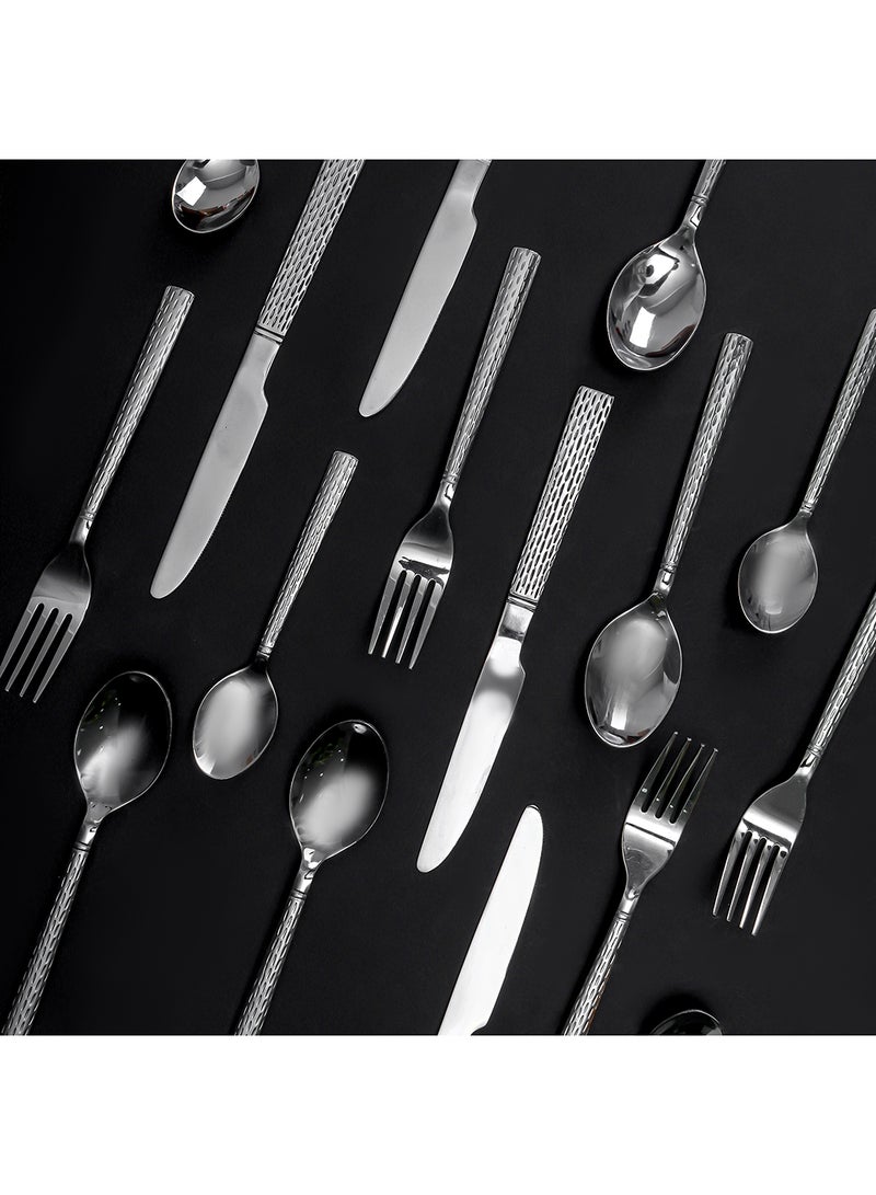 Royalford 16-Piece Cutlery Set Stainless Steel Cutlery Includes 4 Teaspoons, 4 Dinner spoons, 4 Dinner Forks, 4 Dinner Knives Stylish Hammered Finish, Suitable for Dining Table - Image 4
