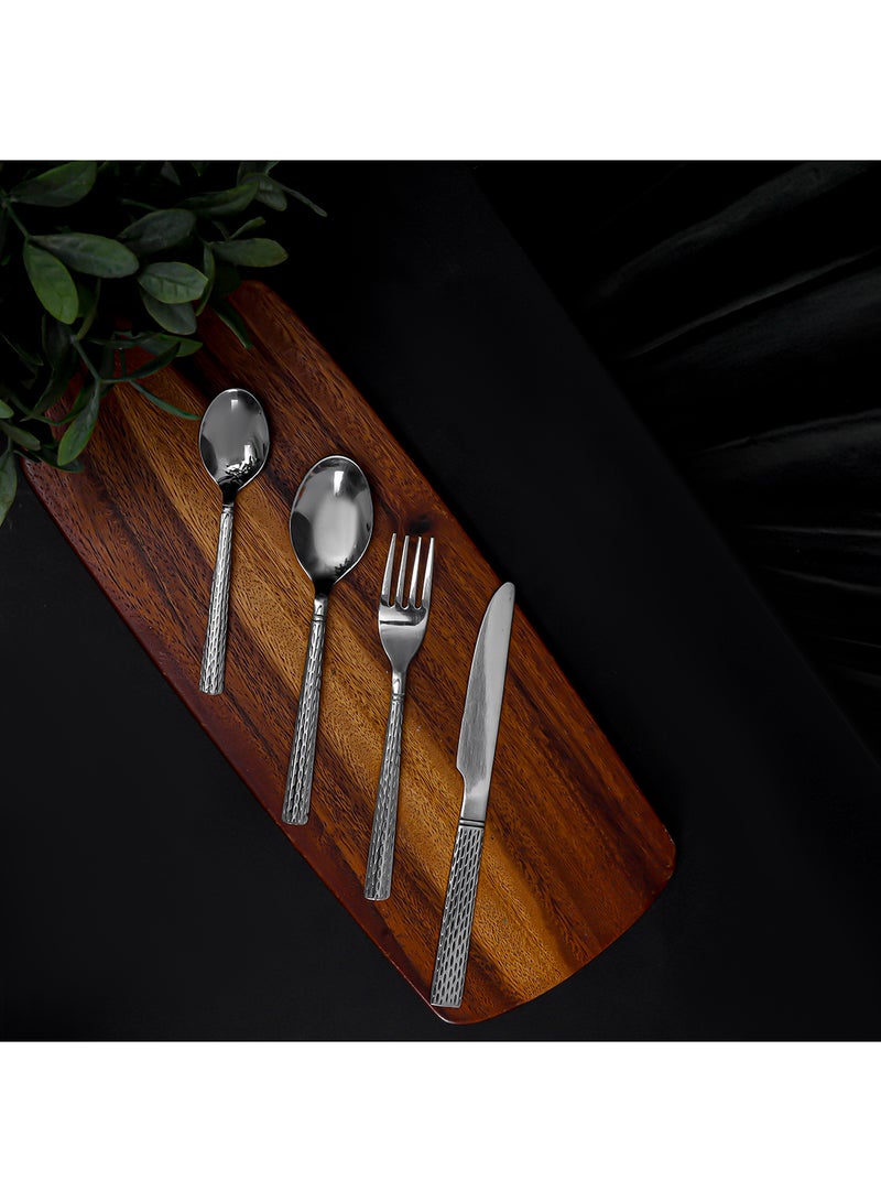 Royalford 16-Piece Cutlery Set Stainless Steel Cutlery Includes 4 Teaspoons, 4 Dinner spoons, 4 Dinner Forks, 4 Dinner Knives Stylish Hammered Finish, Suitable for Dining Table - Image 5
