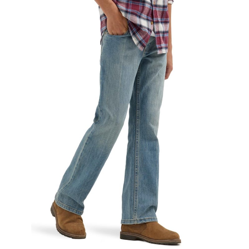 Wrangler Authentics Boys' Boot Cut Jean, Stonewash Indigo, 10 - Image 1