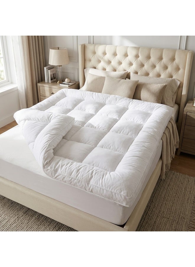 Moon Cloud Hotel Mattress Topper Microfiber Filling - White - Image 3