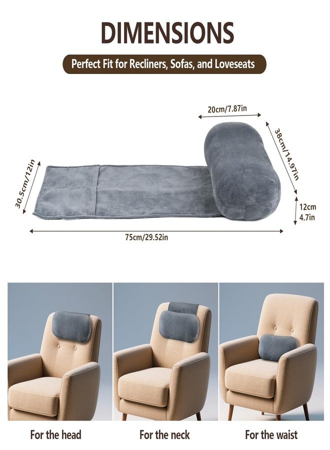 Demine Head Recliner Pillow, Memory Foam Headrest Pillows for Recliner Chairs, Non-Slip Headrest Cushion for Neck Pain Relief, Neck Support Pillow for Travel Home Sofa Armchair (Grey) - Image 4