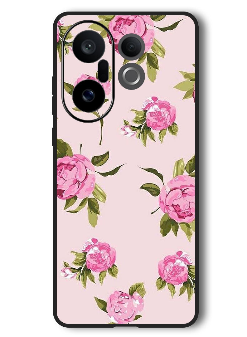 Theodor Case Compatible with Vivo X200 FE 6.31 Inch Protection Shockproof Bumper Cover Hand Painting Pink Flower - Image 1