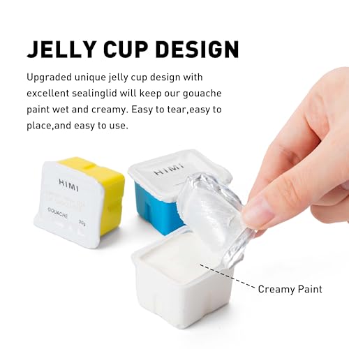 HIMI Gouache Paint Jelly Cup Refill, 4 Pack 30g, Single Color Paint for Artists & Hobby Painters, Unique Design In Jelly Cup Rich Pigment, Non Fading Art Supplies for Canvas and Paper Painting(WHITE) - Image 2