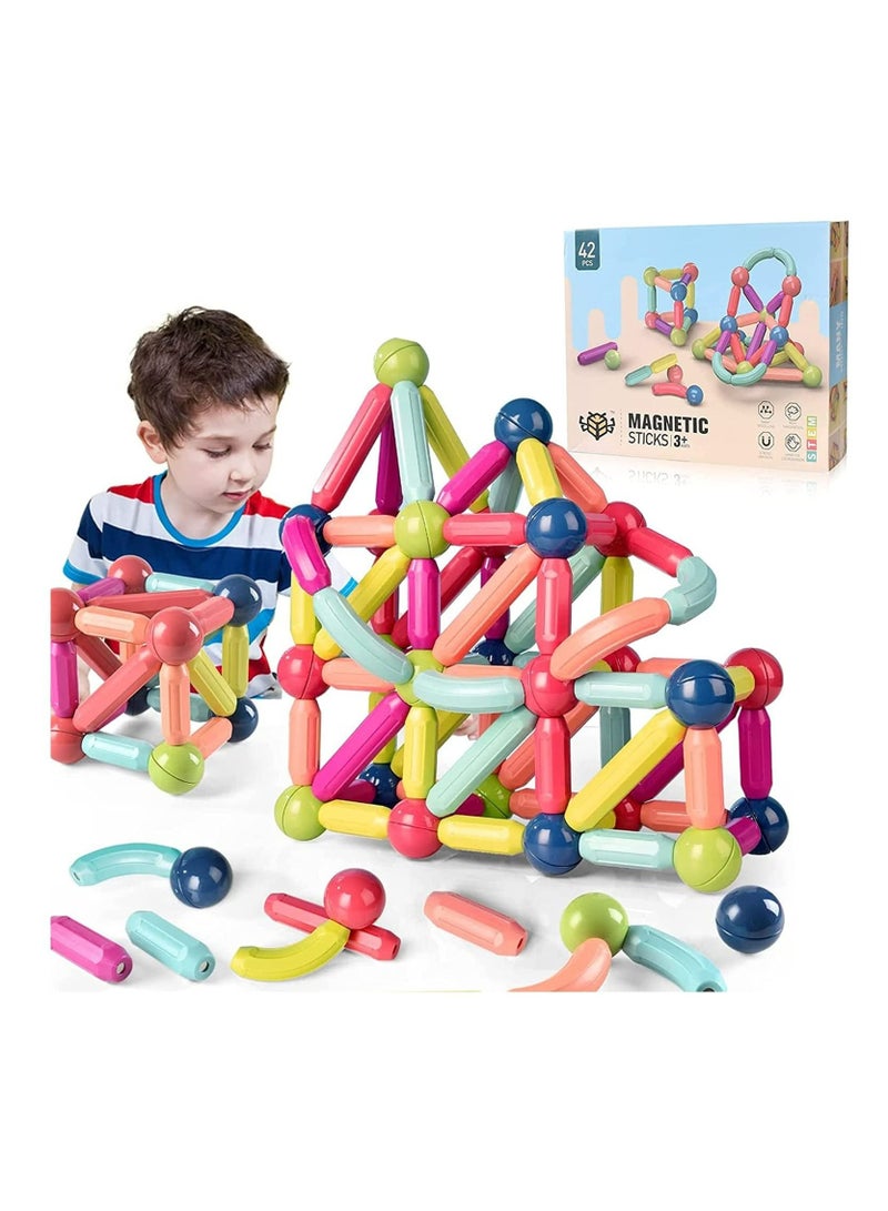 RollsTimi  42-Piece Magnetic Building Stick Blocks - Image 1