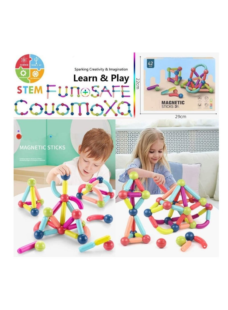 RollsTimi  42-Piece Magnetic Building Stick Blocks - Image 5