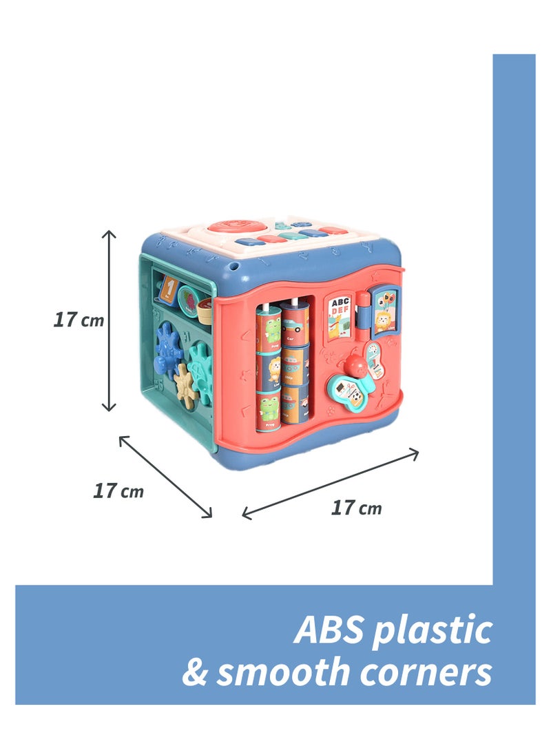 UniTrain - Baby & Toddler Learning Educational Montessori Travel Toy Shape Sorting Box 7in1 - Activity Cube 6-12-24 months Musical & Sensory Soft Suction Toys - Baby Birthday Gifts for Girls & Boys - Image 1