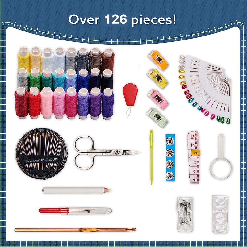 Maharsh 98/126 Sewing Kit, Portable Sewing kit Box Sewing Supplies Accessories with Thread Spools, Scissors, Thread Needles,Tape Measure for DIY - Image 3