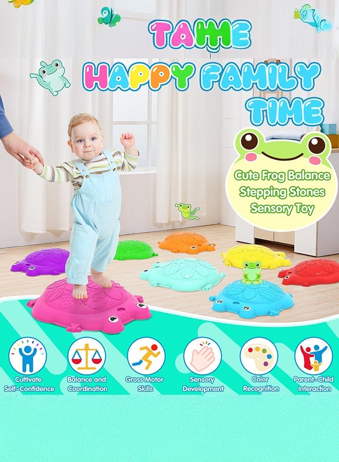 XiuWoo Stepping Stones for Kids, 8 Pcs Frog Non-Slip Balance Steps Stones Sensory Toys, Obstacle Course Coordination Game, Indoor Outdoor Yard Games for Boys Girls, random color - Image 2