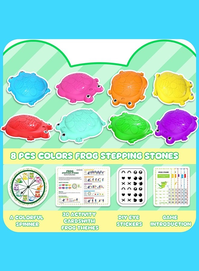 XiuWoo Stepping Stones for Kids, 8 Pcs Frog Non-Slip Balance Steps Stones Sensory Toys, Obstacle Course Coordination Game, Indoor Outdoor Yard Games for Boys Girls, random color - Image 3