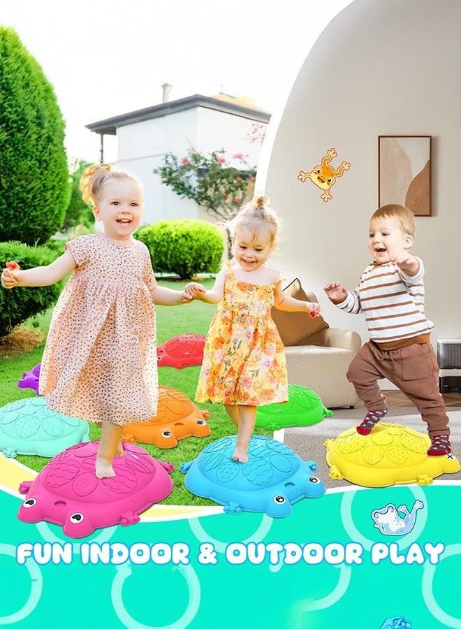 XiuWoo Stepping Stones for Kids, 8 Pcs Frog Non-Slip Balance Steps Stones Sensory Toys, Obstacle Course Coordination Game, Indoor Outdoor Yard Games for Boys Girls, random color - Image 4