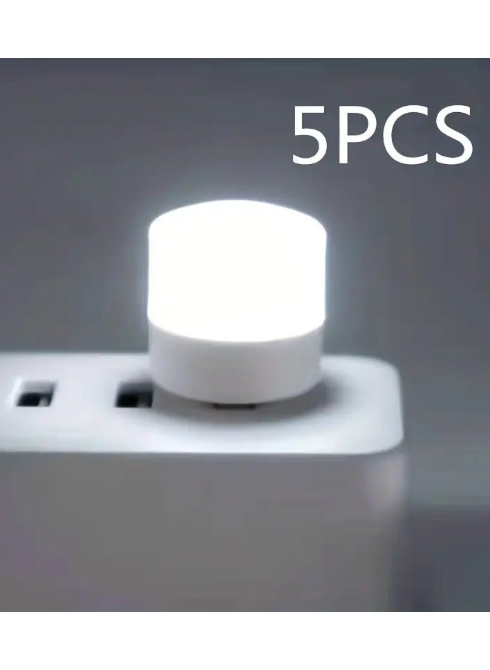5 قطعة USB محمولة صغيرة ضوء الليل مصباح دائري صغير الكمبيوتر المحمول الطاقة الدافئة الخفيفة والأبيض - Image 3