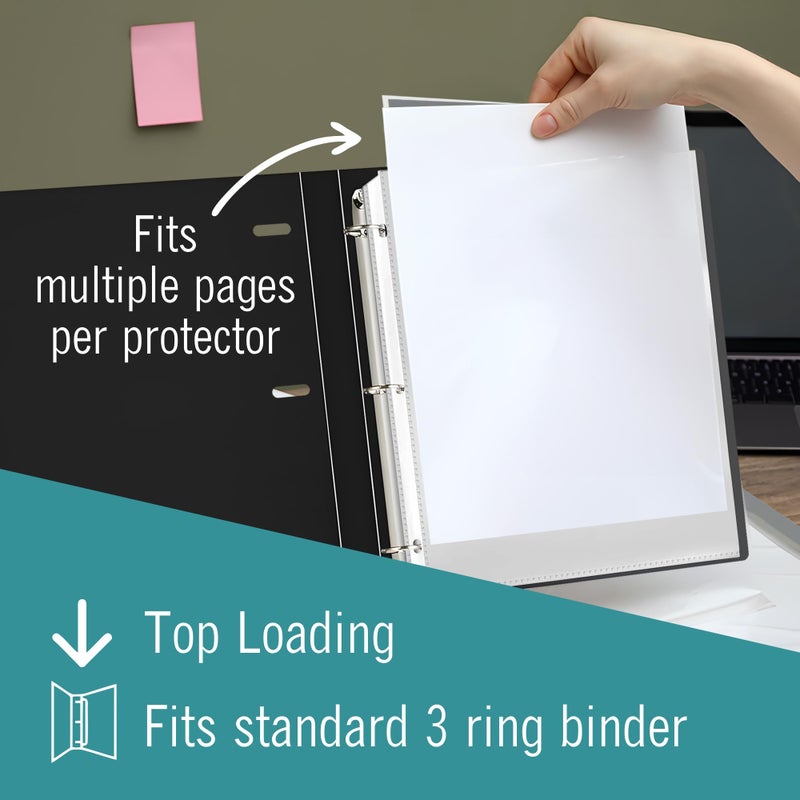 EXTRIC Heavy Duty Sheet Protectors for 3 Ring Binder, 50 Count Clear Page Protectors, Top Loading Plastic Sleeves 8.5 x 11 inch (Heavy Duty, 50) - Image 3