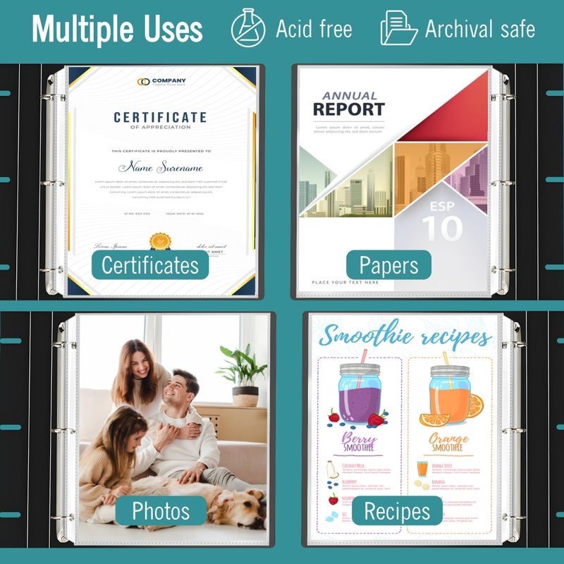 EXTRIC Heavy Duty Sheet Protectors for 3 Ring Binder, 50 Count Clear Page Protectors, Top Loading Plastic Sleeves 8.5 x 11 inch (Heavy Duty, 50) - Image 5