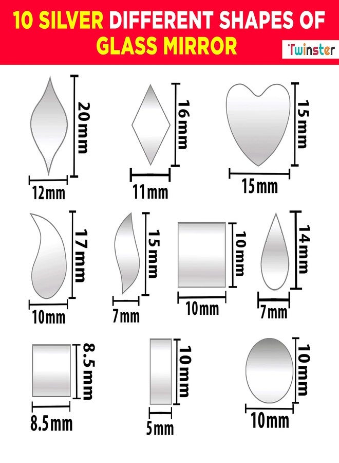 Twinster Mirrors for Craft Work (10 Different Shapes, 1600 Total Pieces) Lippan Art Craft Materials Kit Decorative Mirrors DIY Best Kit - Image 5